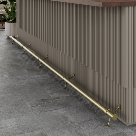 Custom Satin Brass Bar Foot Rail Kit