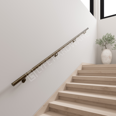 Custom Antique Brass Handrail Kit (with End caps)