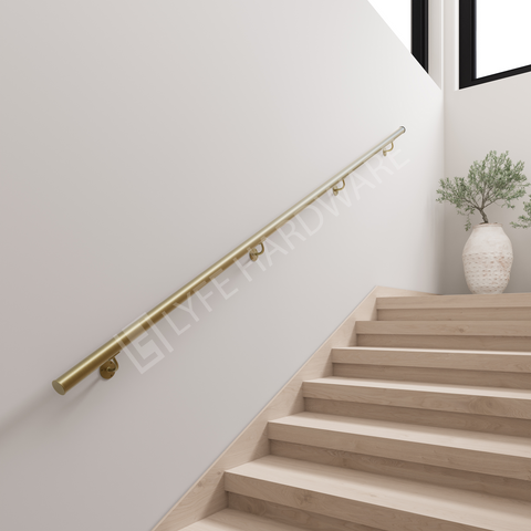 Custom Satin Brass Handrail Kit (with End caps)