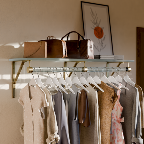 Acrylic Lucite Shelf Rack with Hanging Rod