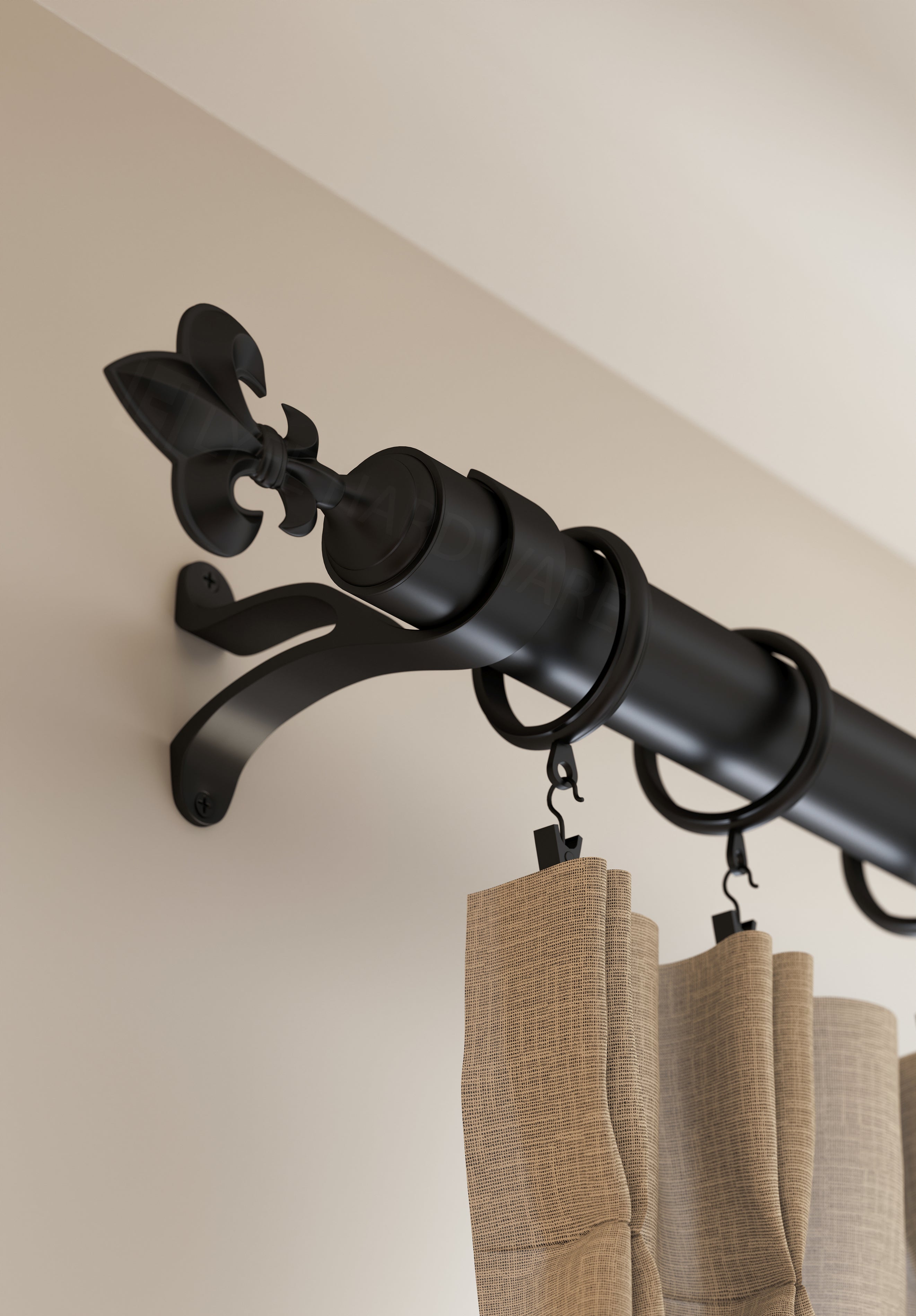 Drapery Rod Kit — Fleur-de-Lis Finial | Brass, Black & 13+ Finishes ...