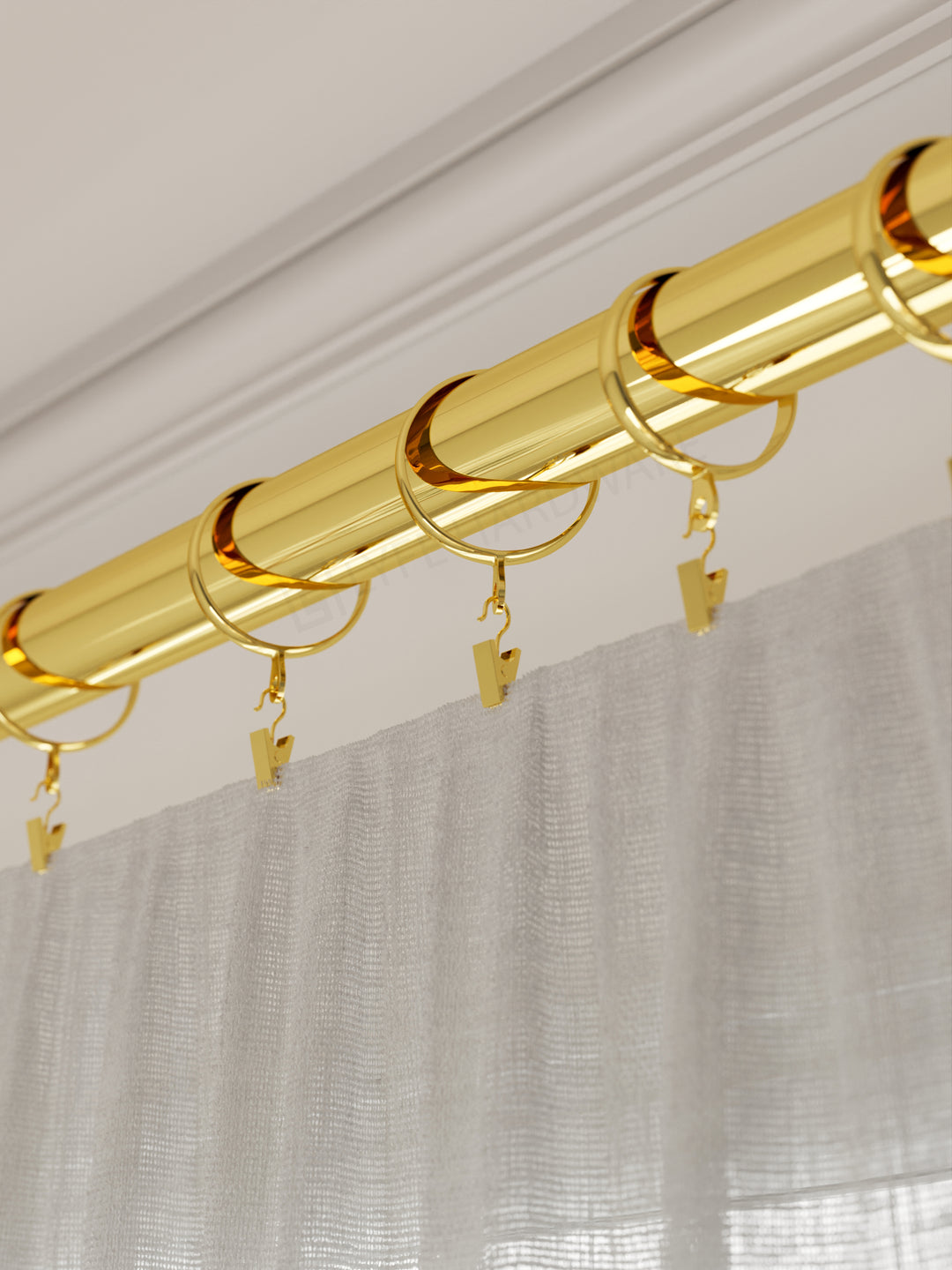 Drawstring Drapery Rods Drapery Rod Kit — Disc Finial | Modern Brass & Black | Lyfe Hardware
