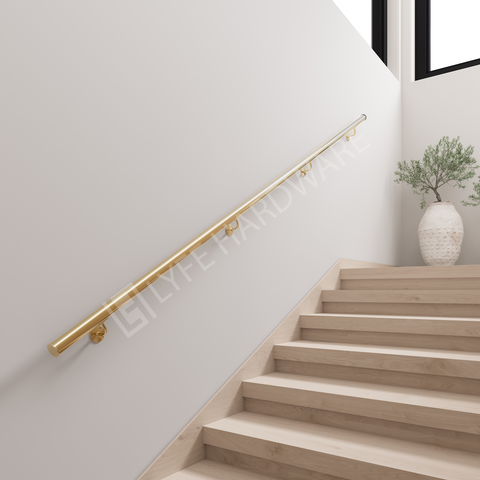 Custom Polished Brass Handrail Kit (with End caps)