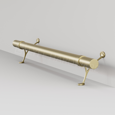 Custom Satin Brass Bar Foot Rail Kit