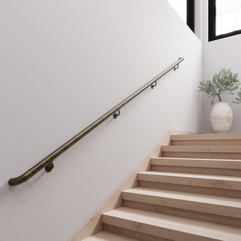 Custom Antique Brass Handrail Kit (with Wall Returns)