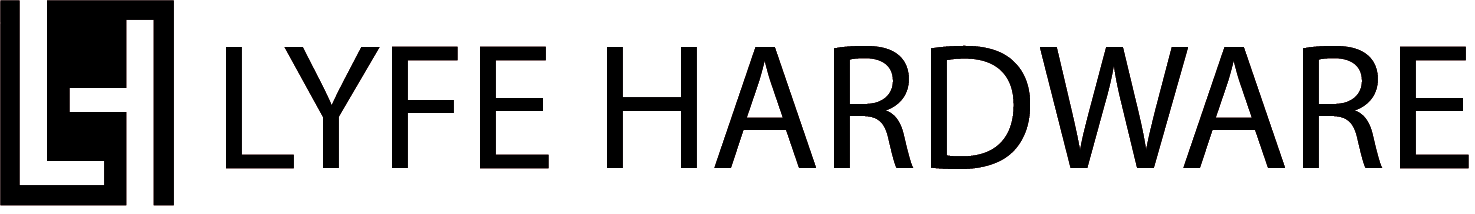 Professional logo for LYTE HARDWARE, displaying the company name in a thin, outlined, modern typeface alongside a geometric brand mark on a black background.